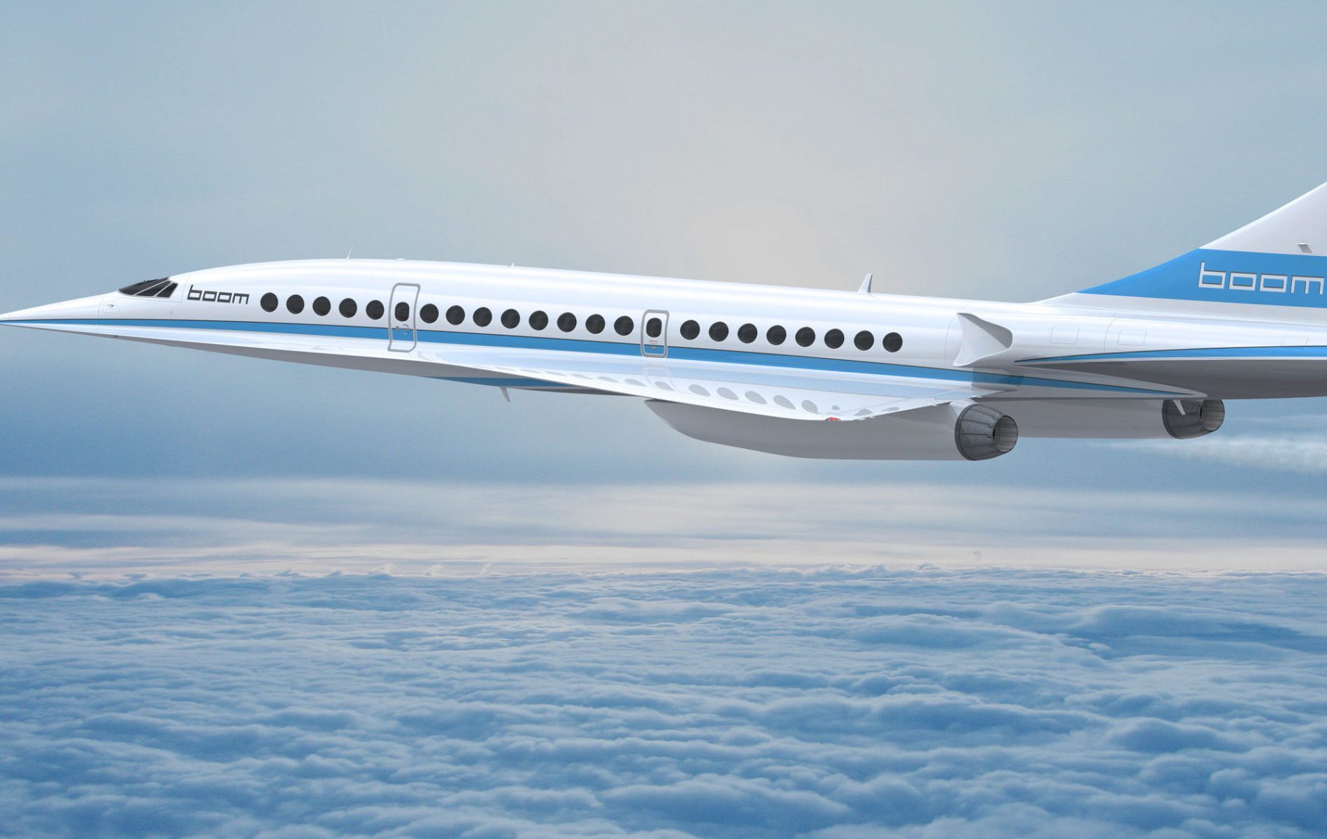 Boom supersonic plane in flight. (PRNewsFoto/Boom Technology, Inc.)