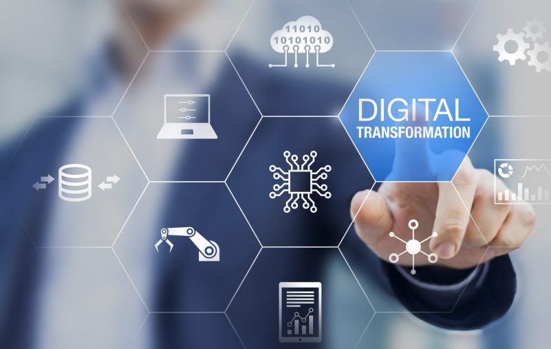 Digital transformation technology strategy, digitization and digitalization of business processes and data, optimize and automate operations, customer service management, internet and cloud computing